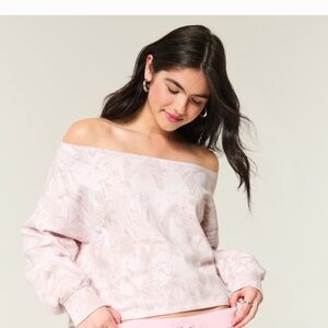 Hollister Light Pink Off-Shoulder Sweatshirt